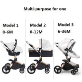 TPFLiving Luxus Kombi-Kinderwagen 3in1 Set - Modell 5 Kunstleder